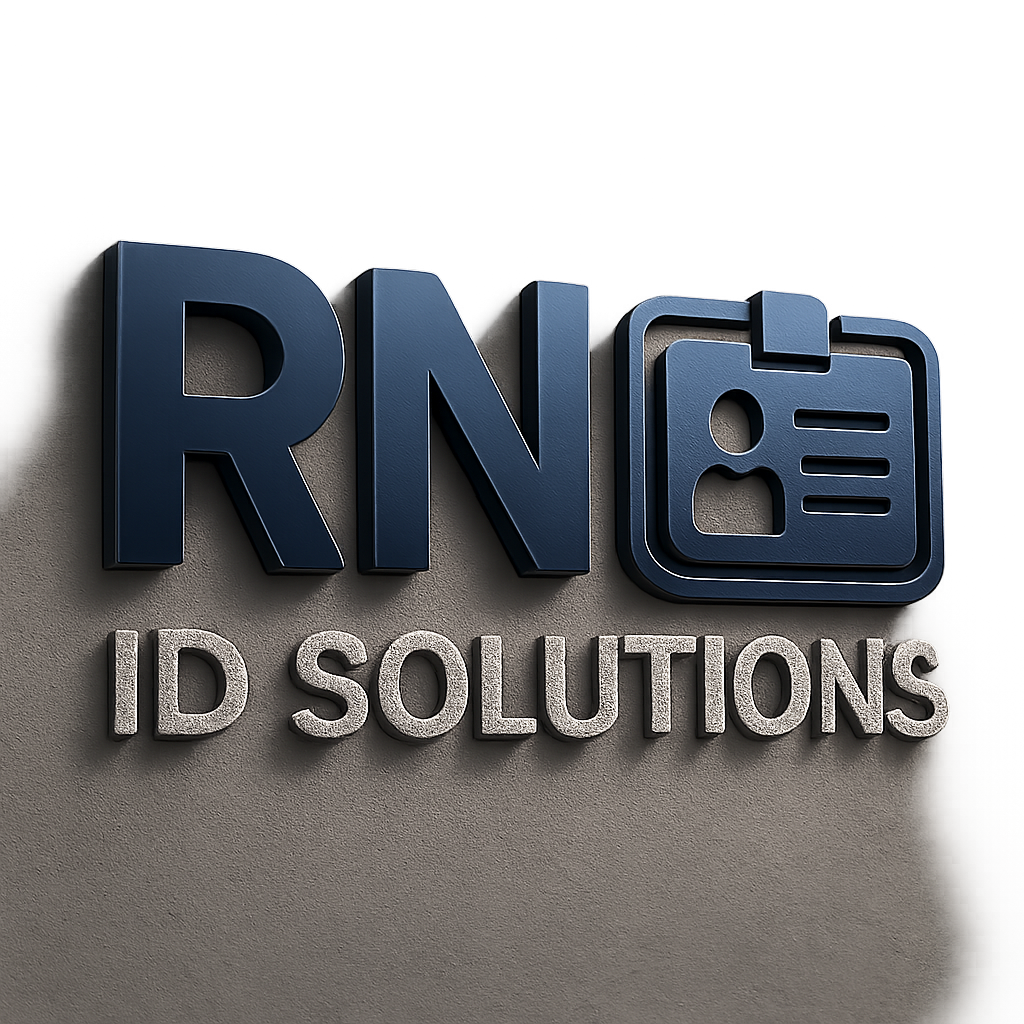 a realistic 3d logo for RNJ ID Solutions